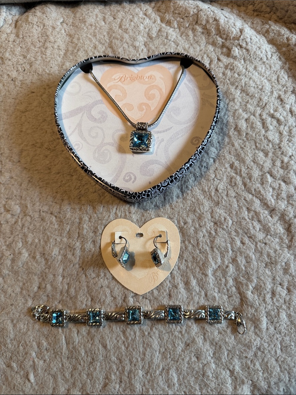 Brighton Silver-Tone Blue Crystal Necklace, Earrings & Bracelet Set